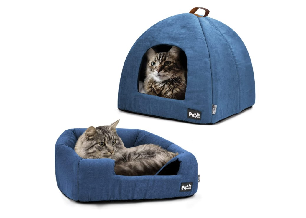 מיטת אוהל לחתול סופר פטס עם כרית נשלפת כחול