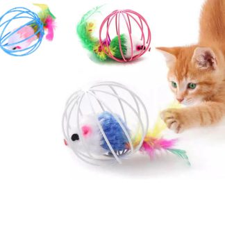 צעצוע לחתול עכבר בתוך כדור חלול