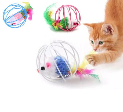 צעצוע לחתול עכבר בתוך כדור חלול