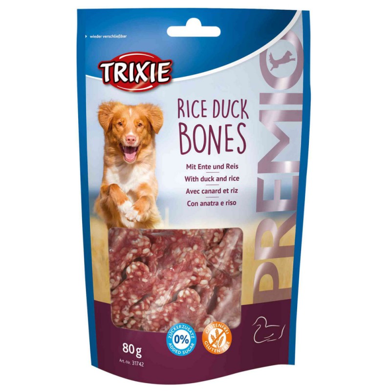 טריקסי חטיף לכלבים עצמות אורז וברווז 80 גרם